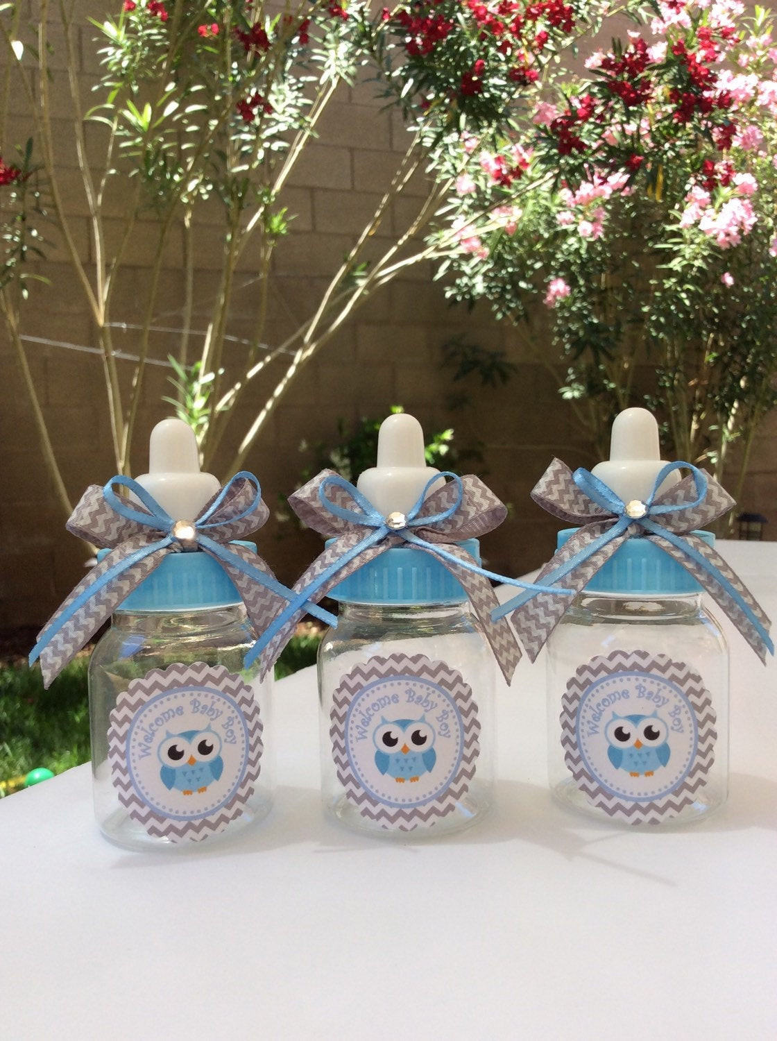 Owl Party Favors For Baby Shower
 12 small 3 5 Owl boy baby shower favors chevron owl