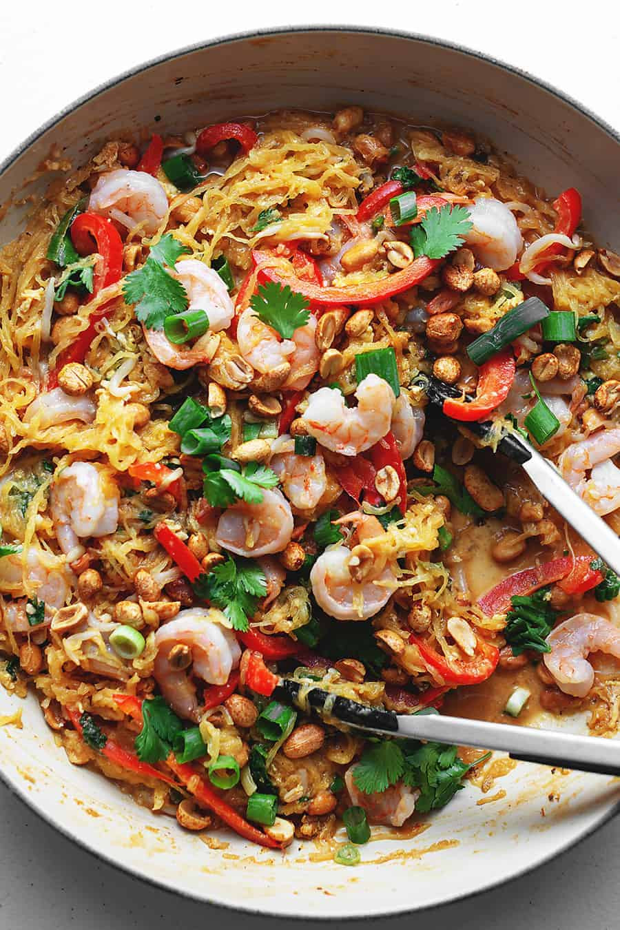 Pad Thai Spaghetti Squash
 Spaghetti Squash Pad Thai with Shrimp • Low Carb with Jennifer