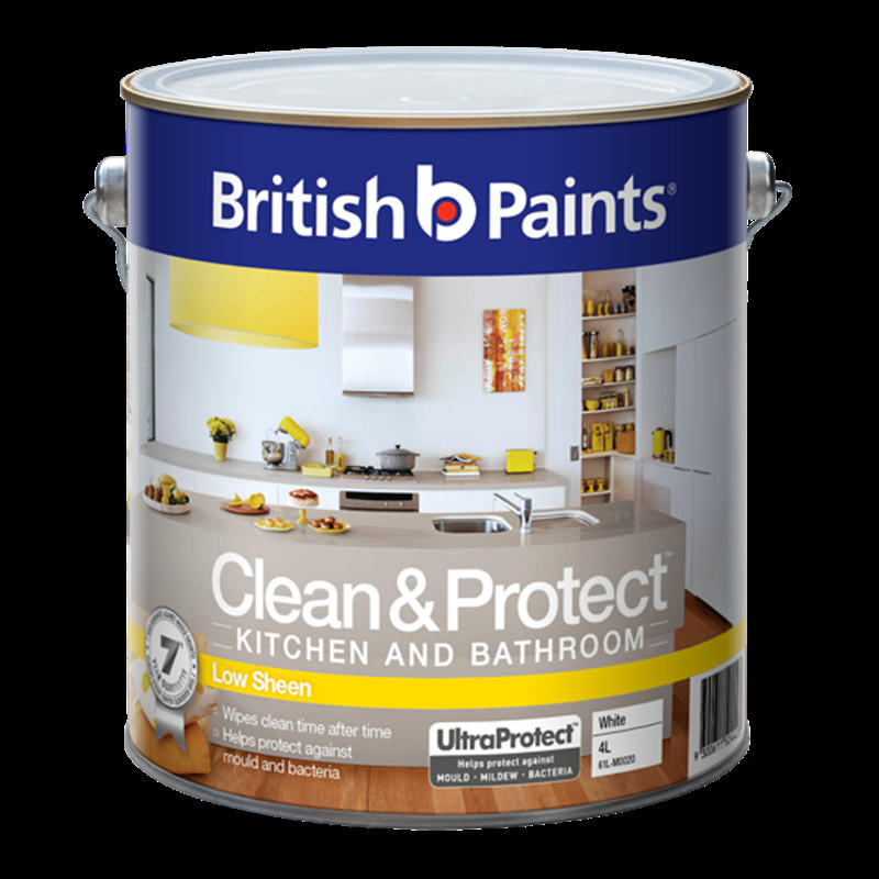 Paint Sheen For Bathroom
 British Paints 4L White Low Sheen Clean & Protect Kitchen