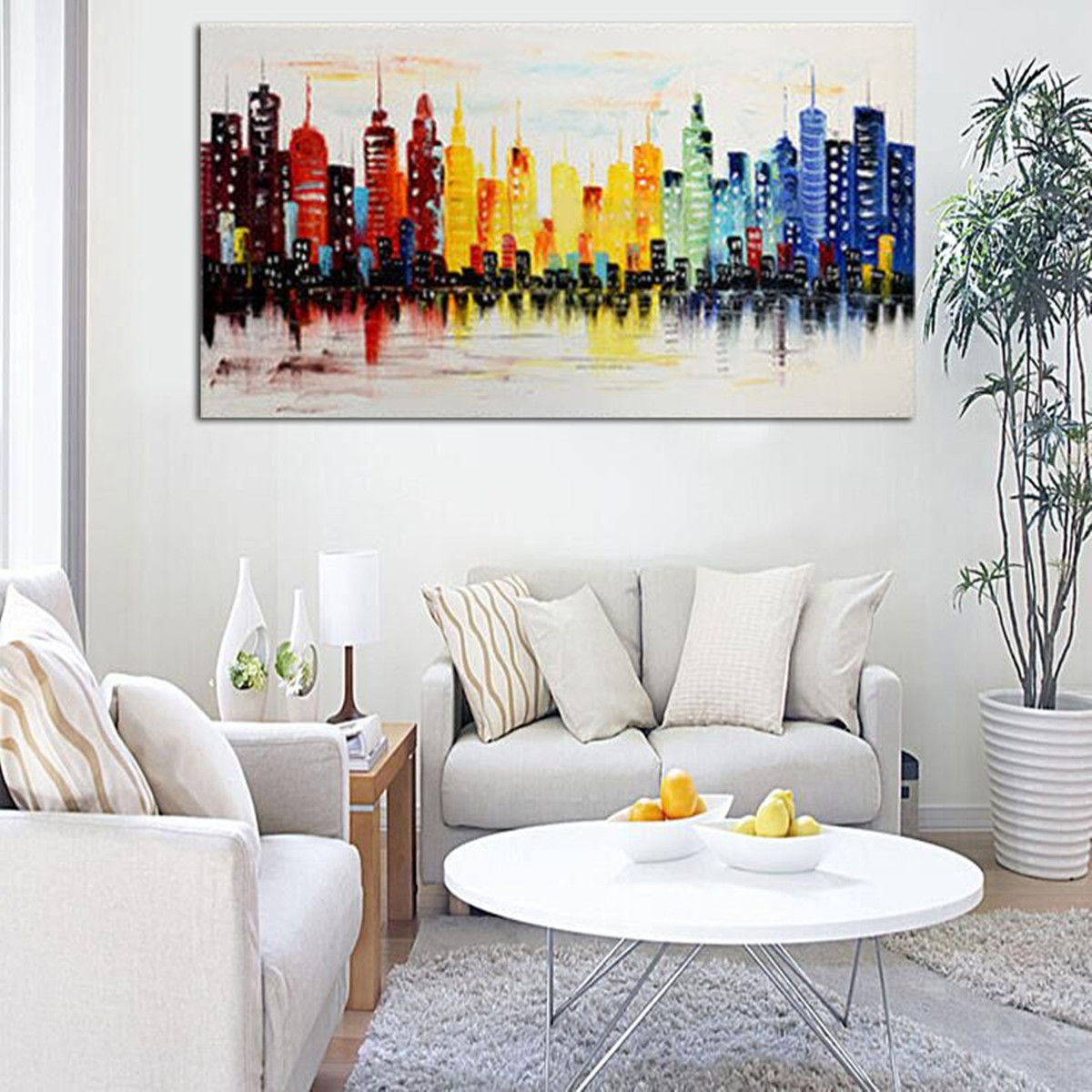 Painting A Living Room
 120X60CM Modern City Canvas Abstract Painting Print Living