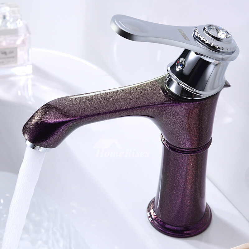 Painting Bathroom Fixtures
 Single Handle Bathroom Faucet Vessel Purple Matte Painting