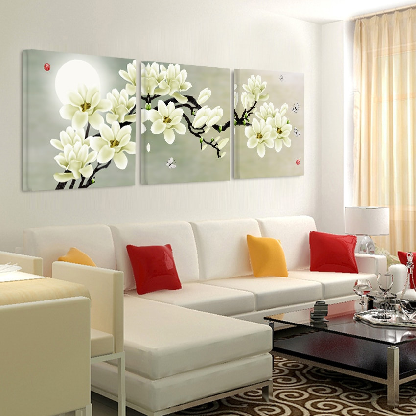 Painting For Bedroom
 Canvas painting on print flowers Painting the wall bedroom