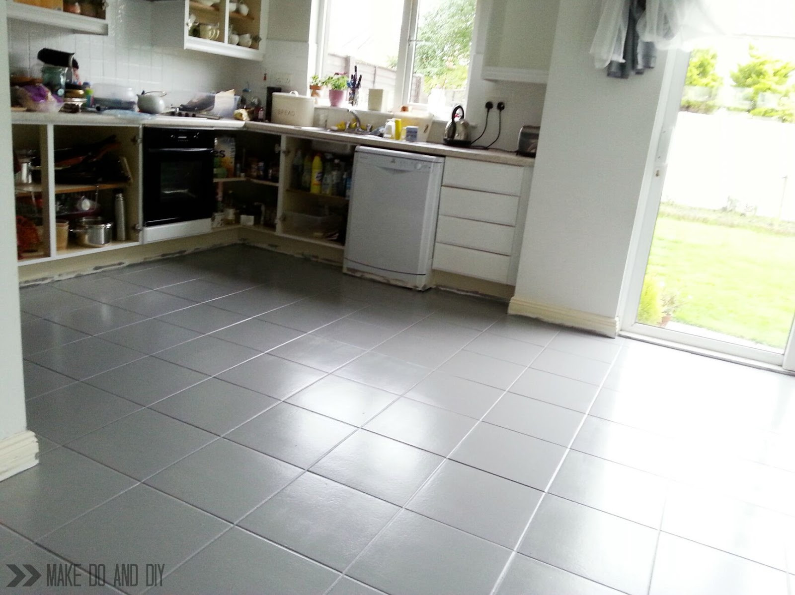 Painting Kitchen Tile Floor
 painted tile floor no really Make Do and DIY