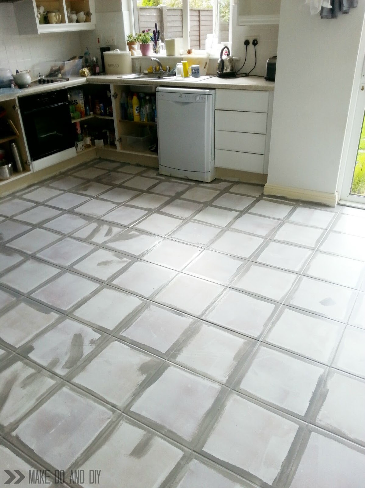 Painting Kitchen Tile Floor
 painted tile floor no really Make Do and DIY