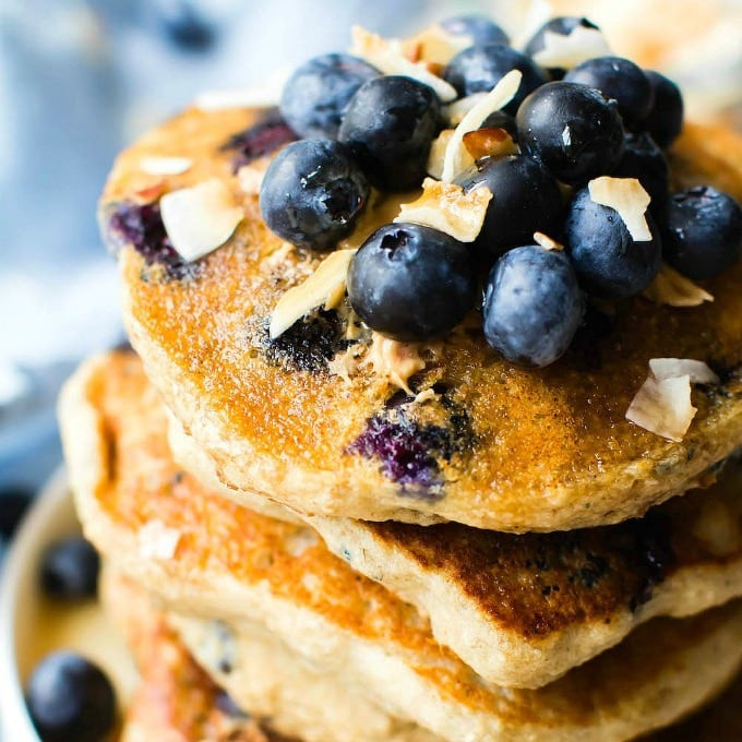 Paleo Blueberry Pancakes
 Fluffy Low Carb Keto Blueberry Pancakes Paleo Vegan