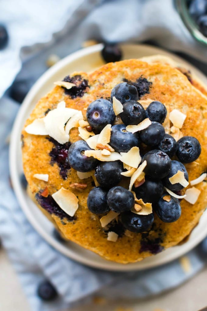 Paleo Blueberry Pancakes
 Fluffy Low Carb Keto Blueberry Pancakes Paleo Vegan