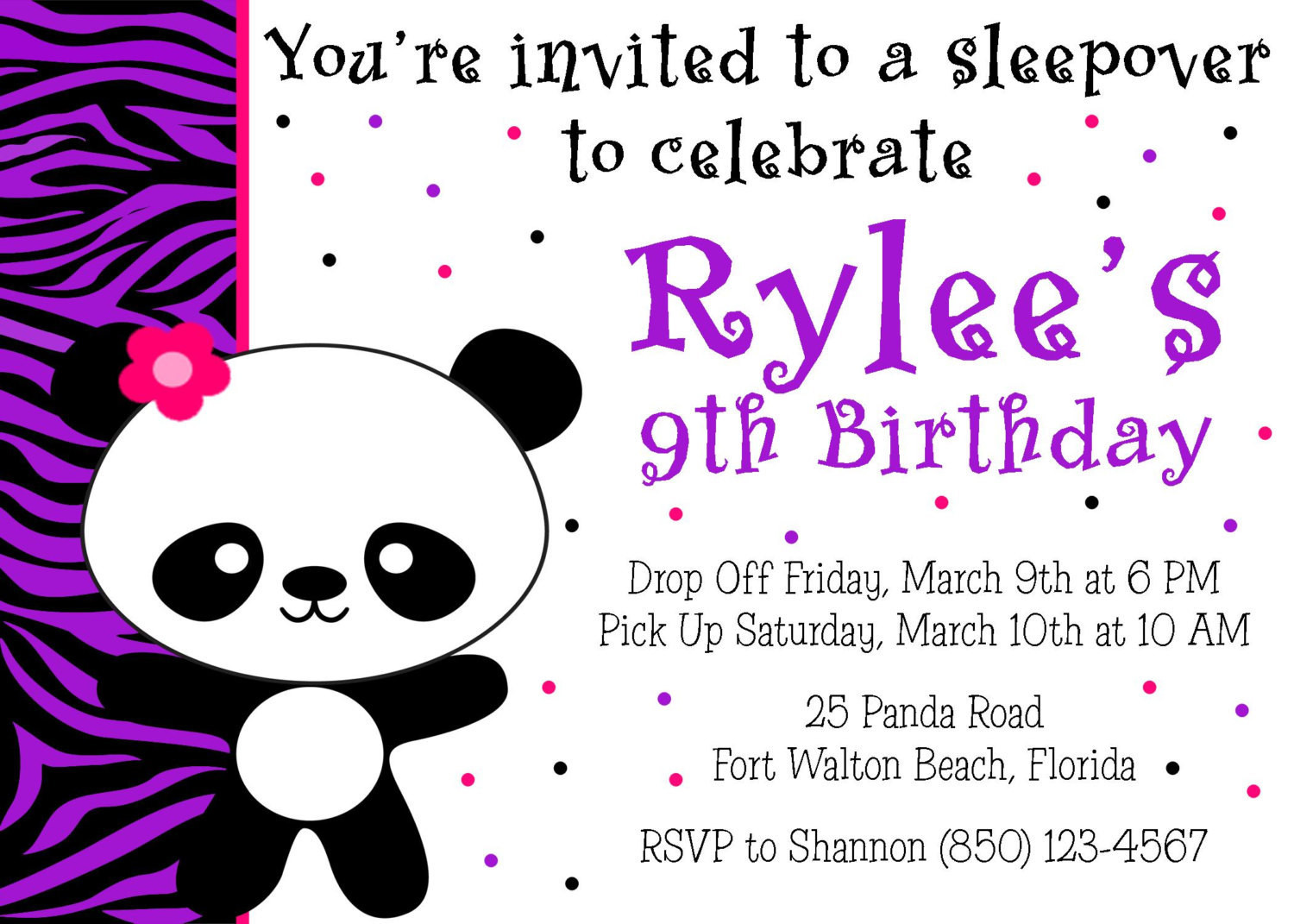 Panda Birthday Invitations
 Panda Birthday Party 5x7 Invitation Girl PRINTABLE