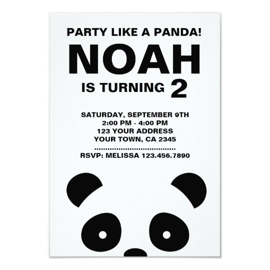 Panda Birthday Invitations
 Panda Birthday Invitation Black and White Party