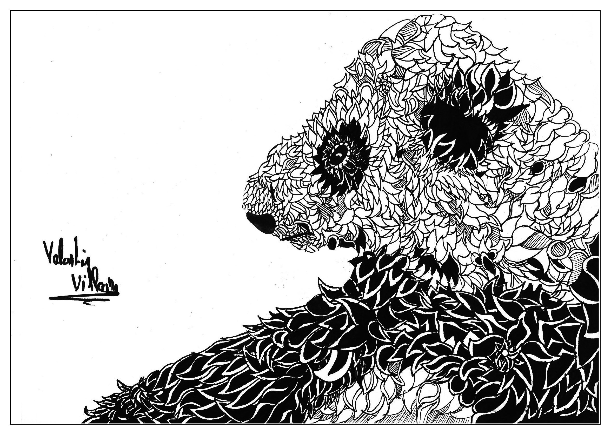 Panda Coloring Pages For Adults
 Animals panda valentin P&a Adult Coloring Pages