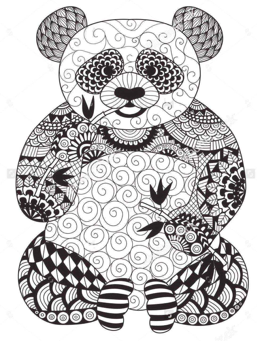 Panda Coloring Pages For Adults
 vector zentangle panda coloring page