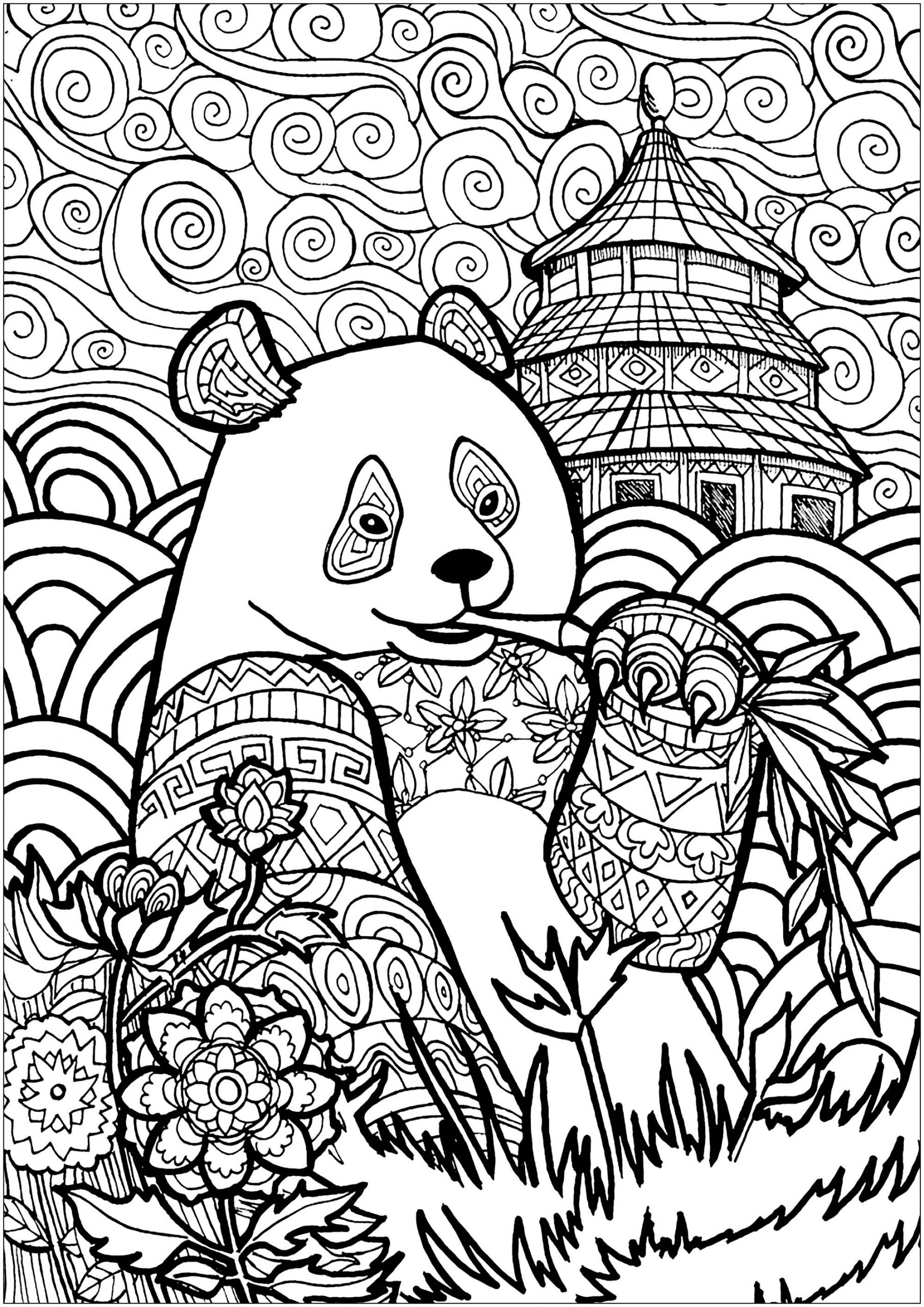 Panda Coloring Pages For Adults
 Panda in China Panda Adult Coloring Pages