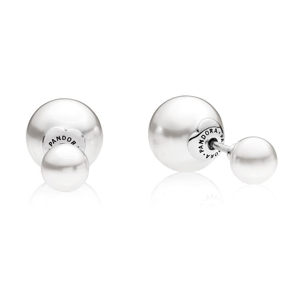 Pandora Pearl Earrings
 Luminous Drops Stud Earrings White Crystal Pearl