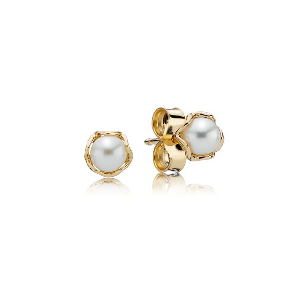 Pandora Pearl Earrings
 Cultured Elegance Stud Earrings Pearl & 14K Gold