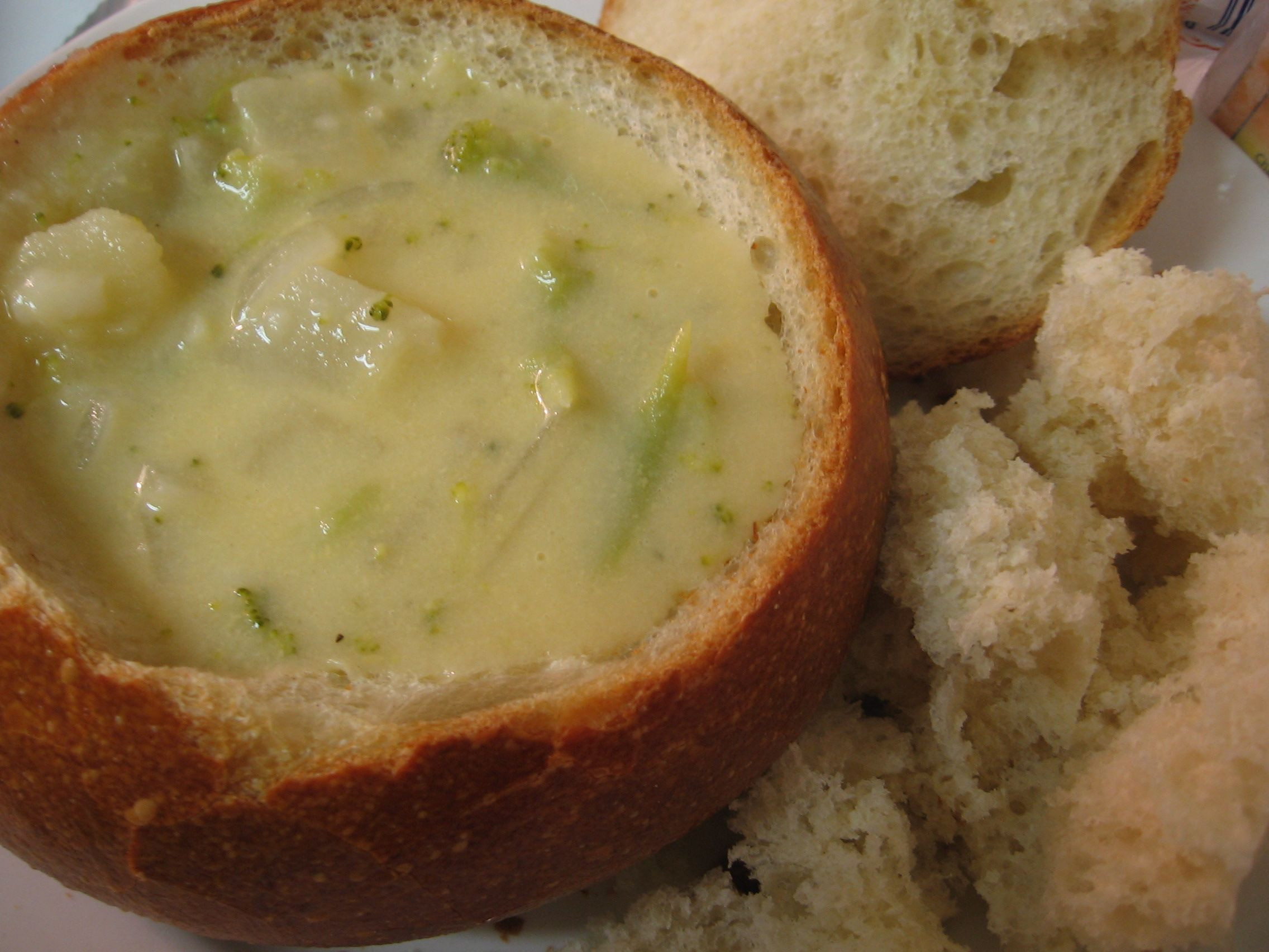Panera Bread Baked Potato Soup Bread Bowl
 Baked Potato and Broccoli Soup put in Panera Bread Bowls