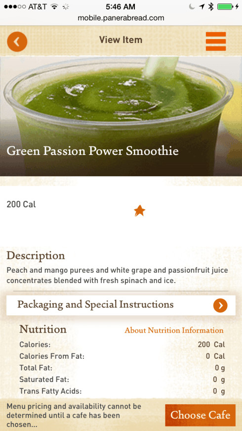 Panera Smoothies Nutrition
 Meal Mondays Panera Bread Green Passion Power Smoothie
