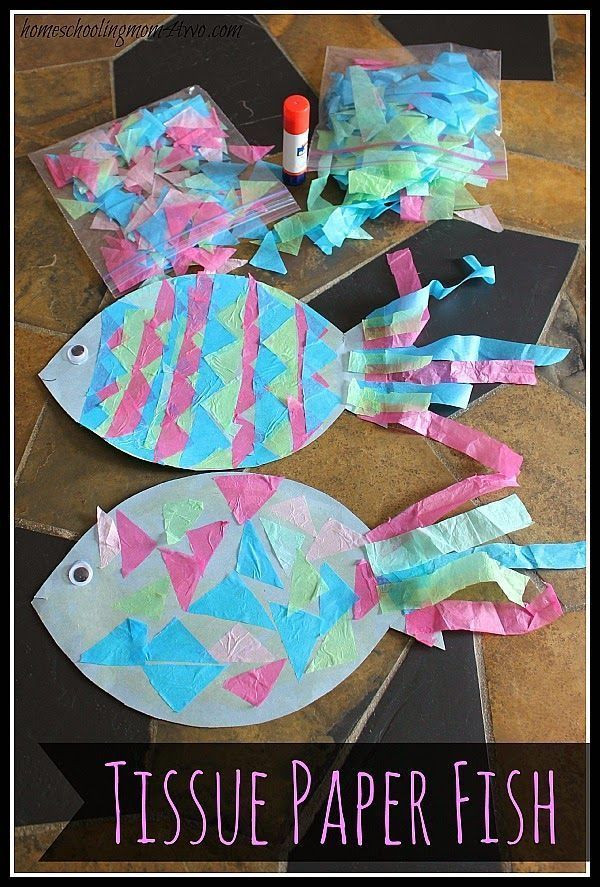 Paper Craft Ideas For Kids Under 5
 Kids Craft Construction Paper Fish with Tissue Paper