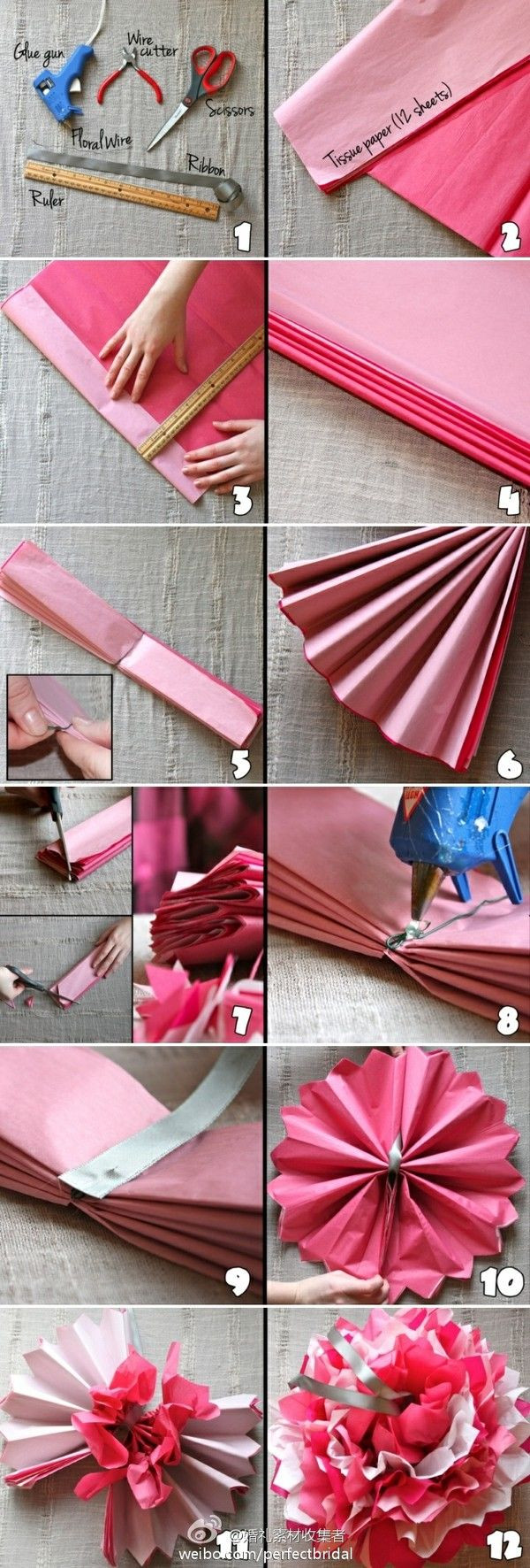 Paper Decorations DIY
 DIY Beautiful Tissue Paper Flowers for Wedding