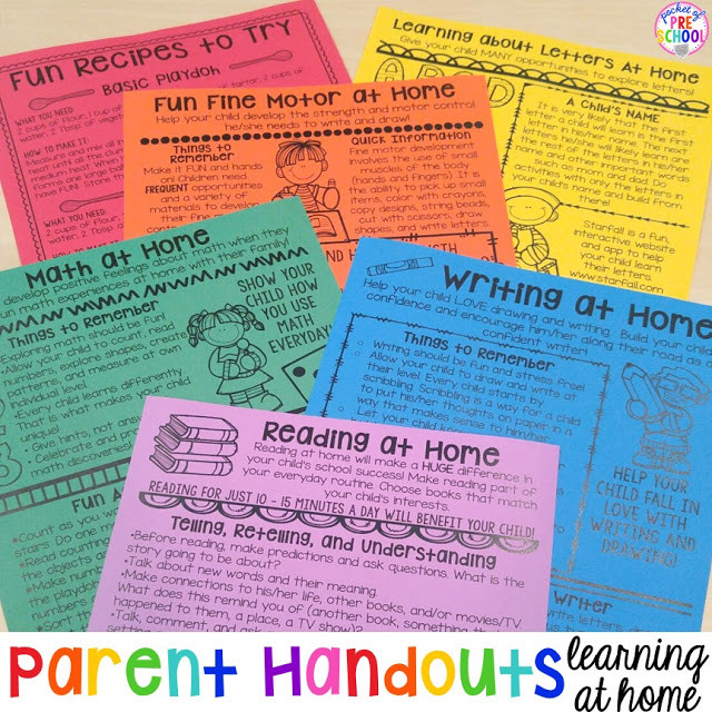 Parent Child Activities For Preschoolers
 Building Skills & Learning at Home Parent Handouts aka