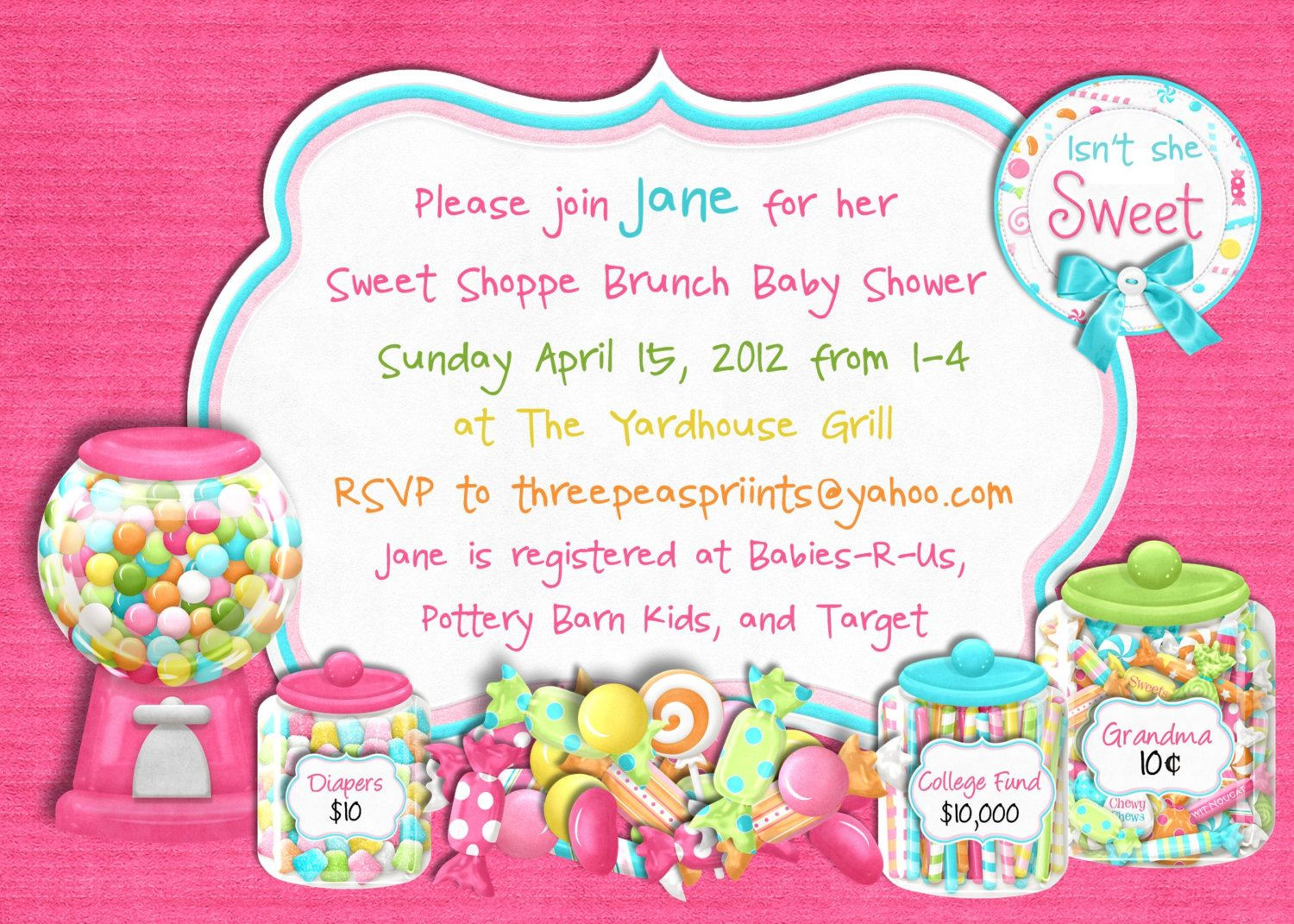 Party City Custom Baby Shower Invitations
 candyland baby shower