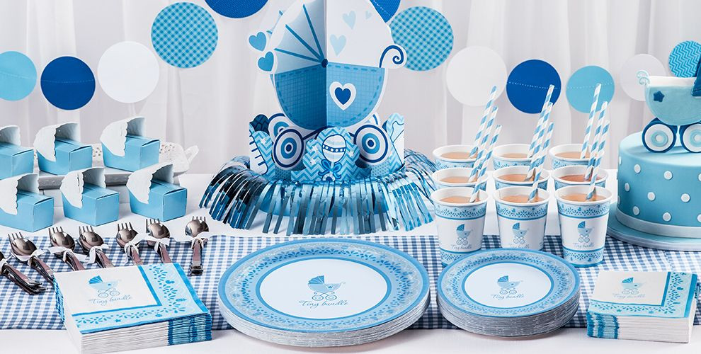 Party City Decorations For Baby Showers
 Blue Stroller Baby Shower Party Supplies