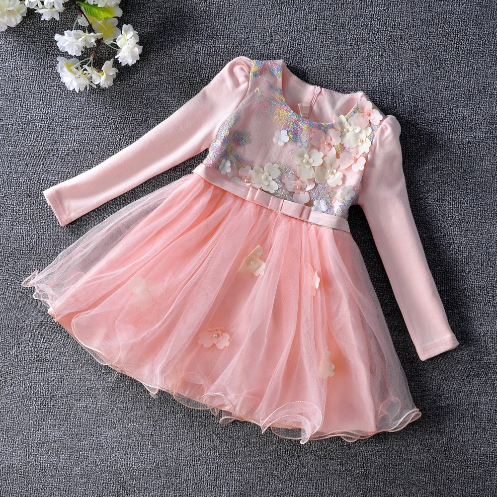 Party Dress For Baby
 2017 Spring Style Lace Sleeves Tulle Tutu Girl Dress Baby