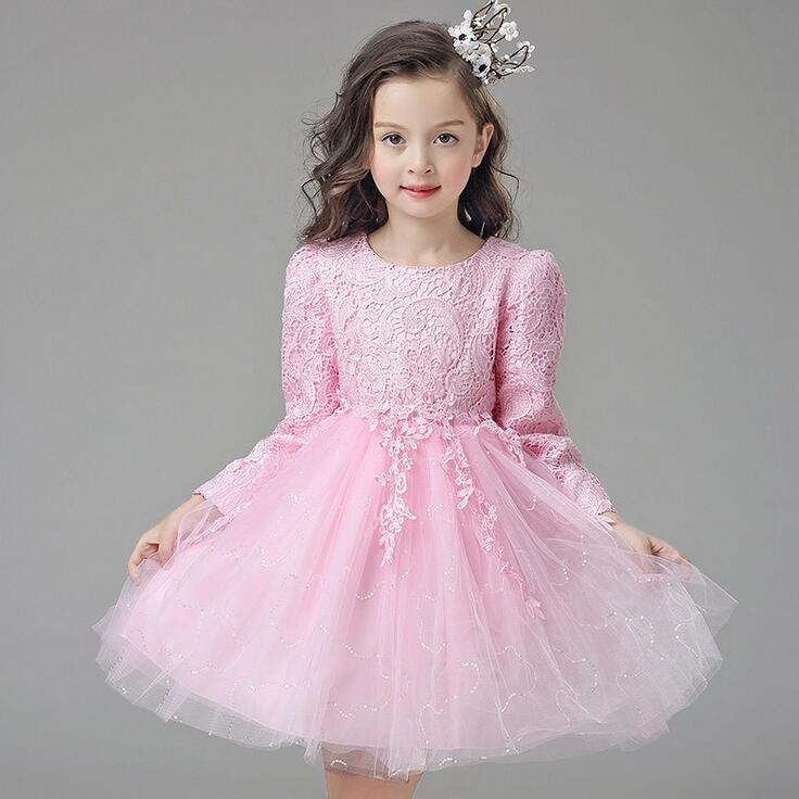 Party Dress For Baby
 White Pink Tulle Autumn Baby Girl Wedding Dress Princess