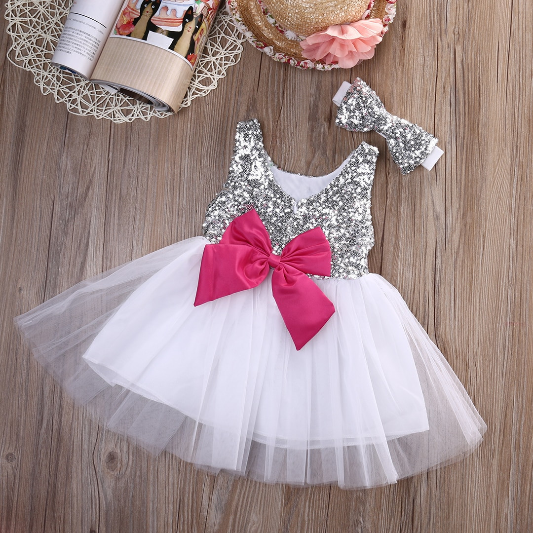 Party Dress For Baby
 Baby Kids Girls Princess Dress Sequined Wedding Gown Party