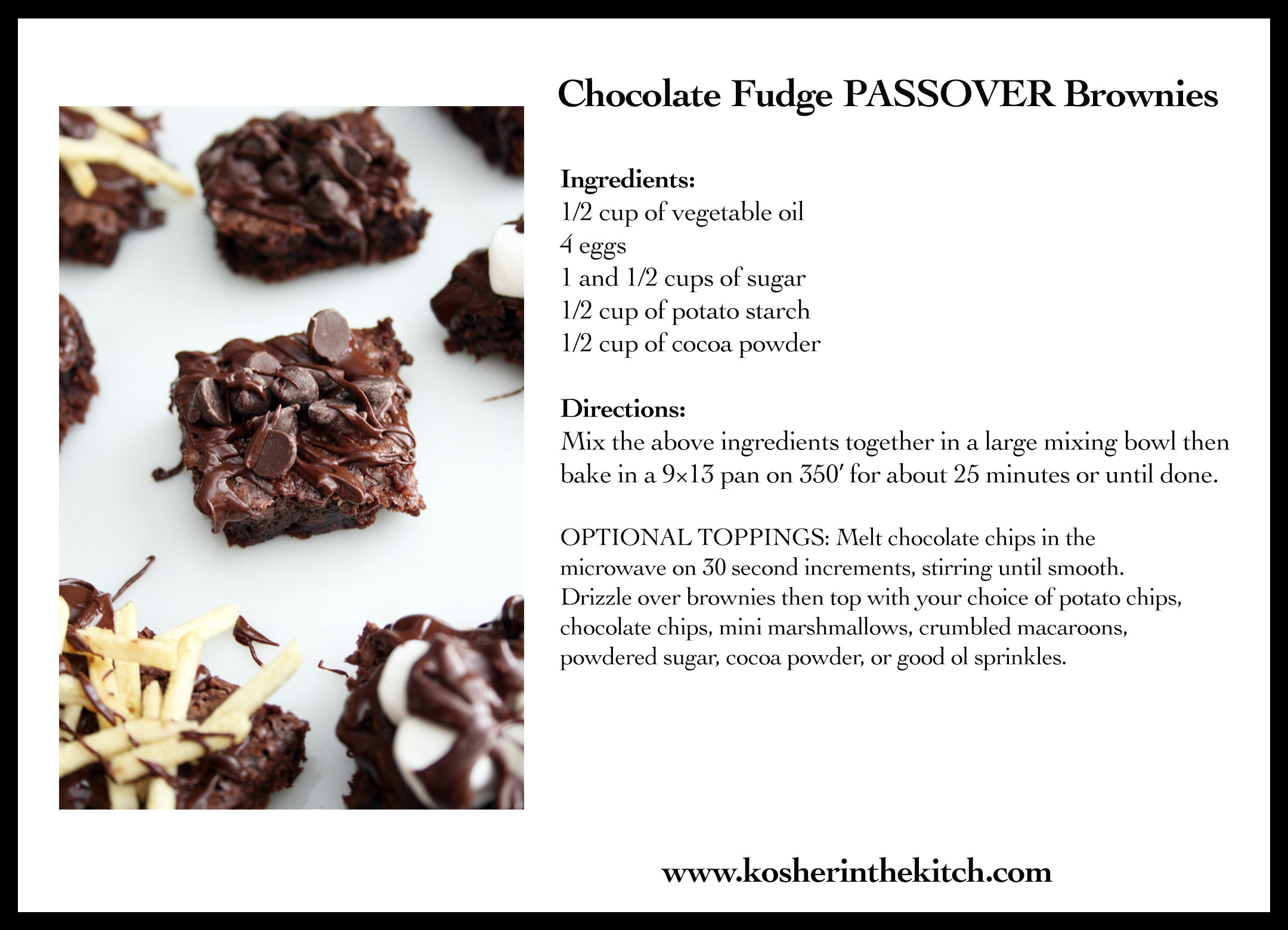 Passover Brownies Recipe
 Passover Demo at Ralphs Passover Brownies Recipe Card