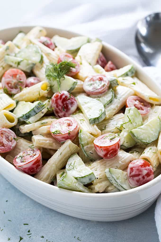 Pasta Salad With Italian Dressing And Cucumbers
 Creamy Cucumber and Tomato Pasta Salad