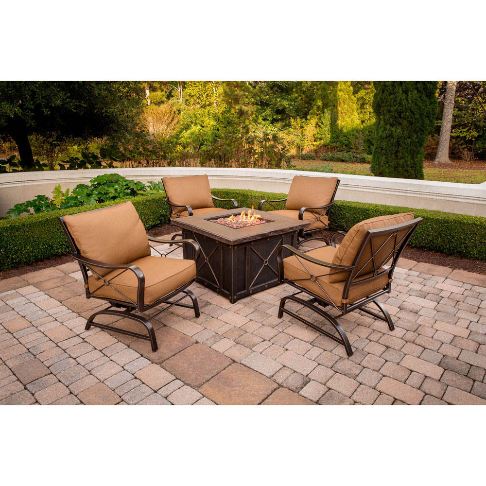 Patio Sets With Fire Pit
 Hanover Summer Nights 5 Piece Fire Pit Lounge Set