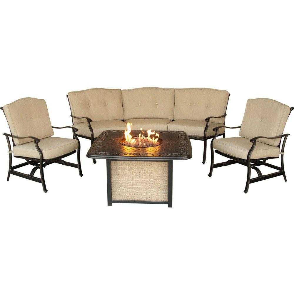 Patio Sets With Fire Pit
 Hanover Traditions 4 Piece Patio Fire Pit Lounge Set with