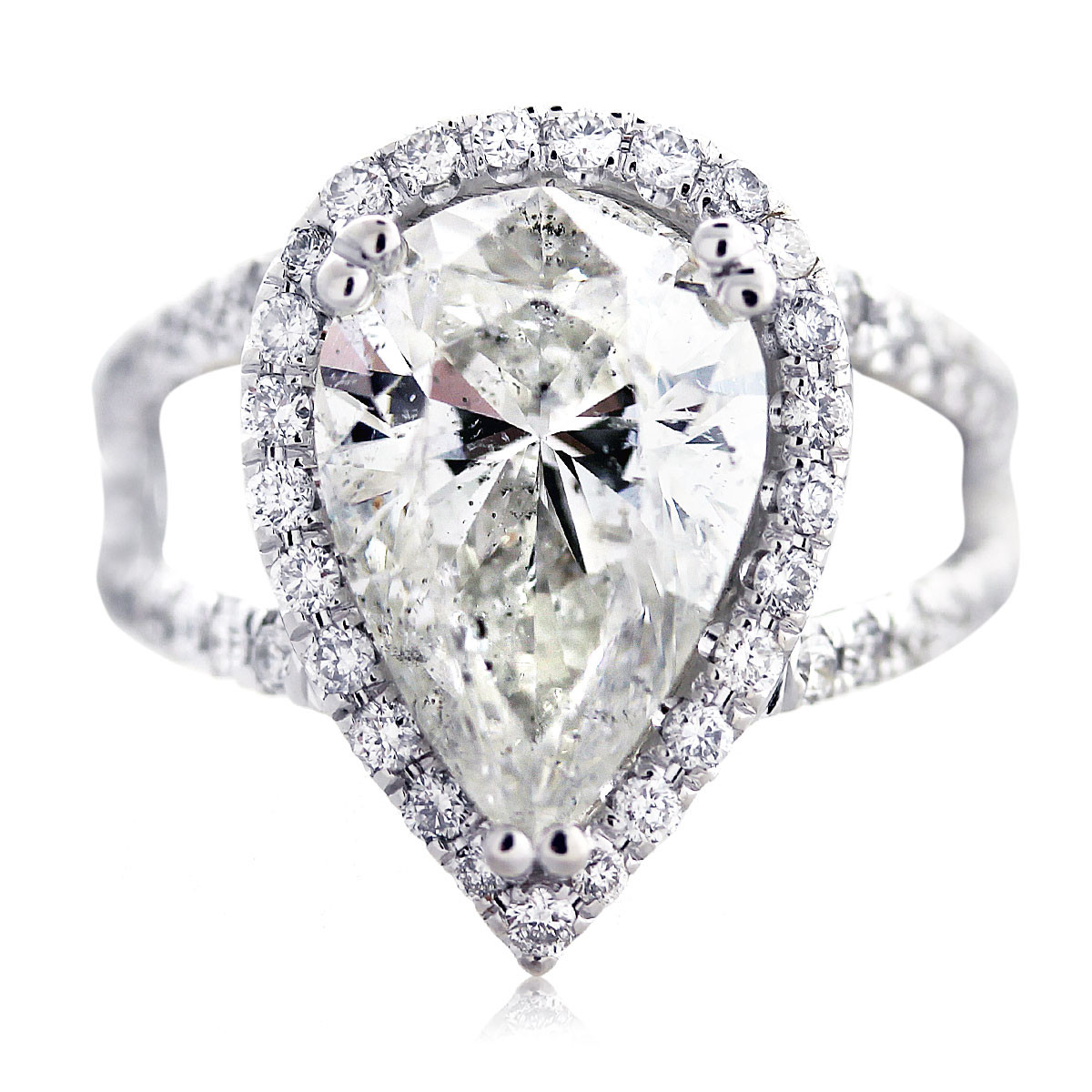 Pear Shaped Diamond Engagement Rings
 18k White Gold Micro Pave 4 58ct Pear Shaped Diamond