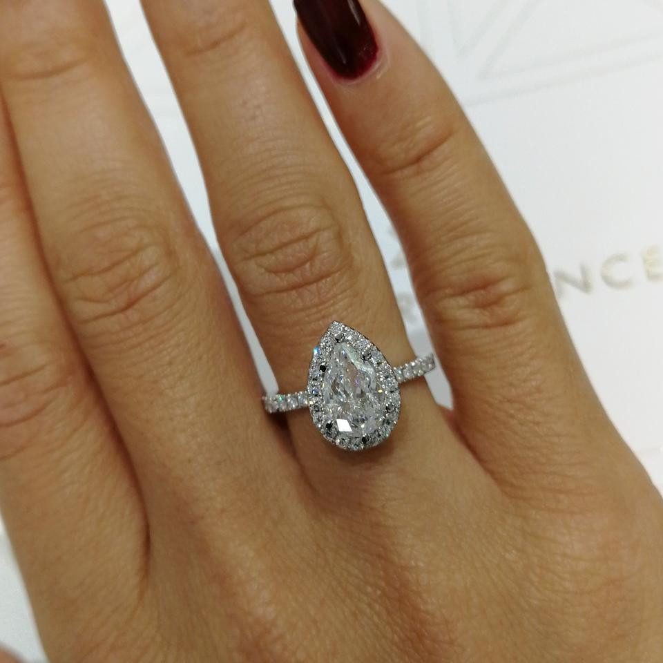 Pear Shaped Diamond Engagement Rings
 White Gold Pear Shape Halo Style Diamond 14k j