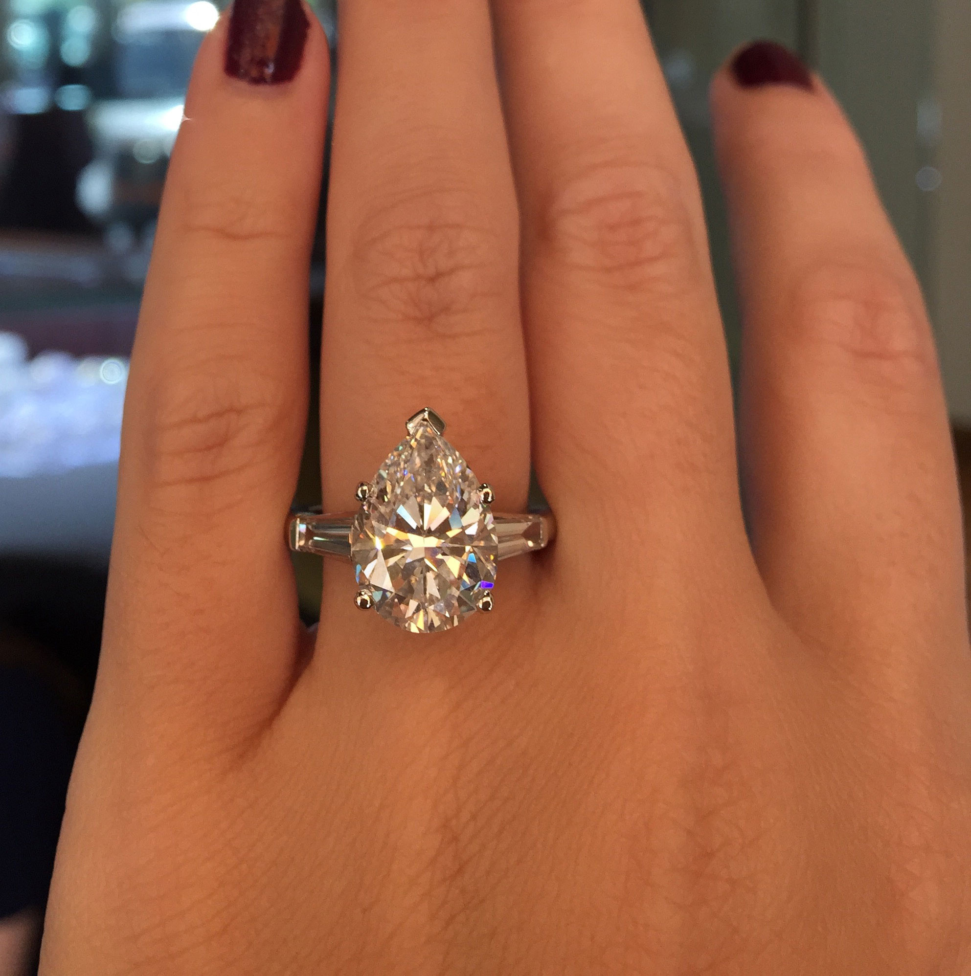 Pear Shaped Diamond Engagement Rings
 Platinum 5 28ct Pear Shape GIA Certified Diamond
