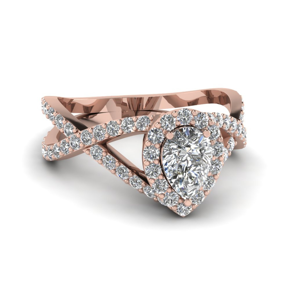 Pear Shaped Diamond Engagement Rings
 Pear Shaped Diamond Engagement Ring In 18K Rose Gold