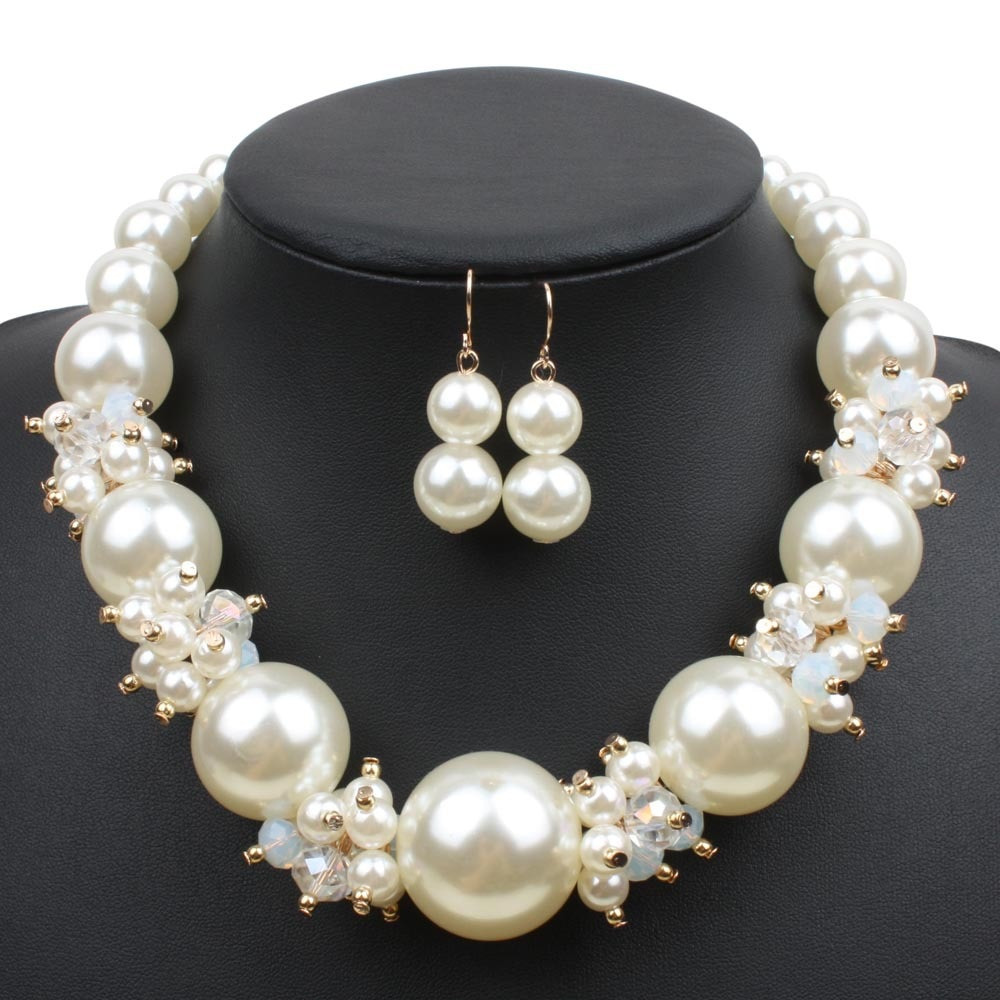 Pearl Bridal Jewelry Sets
 Aliexpress Buy Big Pearls Crystal Jewelry Set