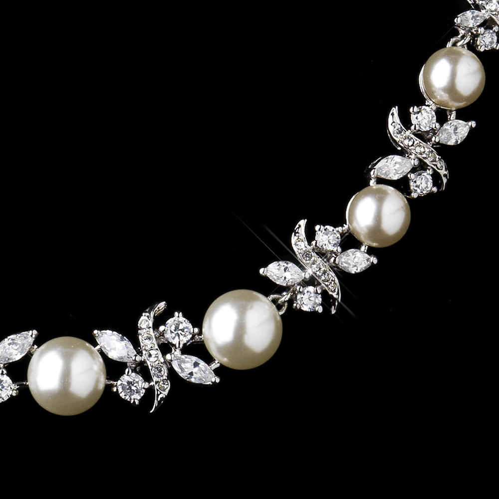 Pearl Bridal Jewelry Sets
 Timeless Elegant Pearl CZ Bridal Jewelry Set Elegant