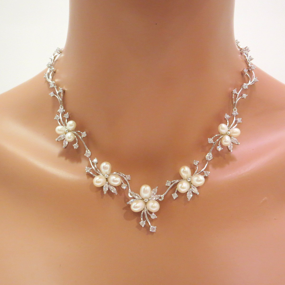 Pearl Necklace Sets
 Pearl Bridal necklace set Pearl bridal by TheExquisiteBride