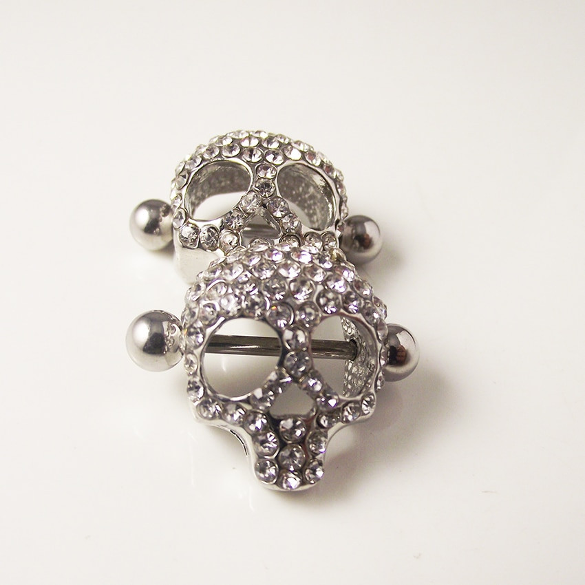 Peircings Body Jewelry
 2 piece 14G 1 6mm Punk Rock Crystal Nipple Ring Shield
