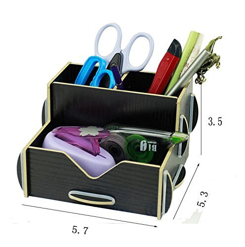 Pen Organizer DIY
 2 pcs Black Wood DIY Desk Organizer Pen Pencil Storage