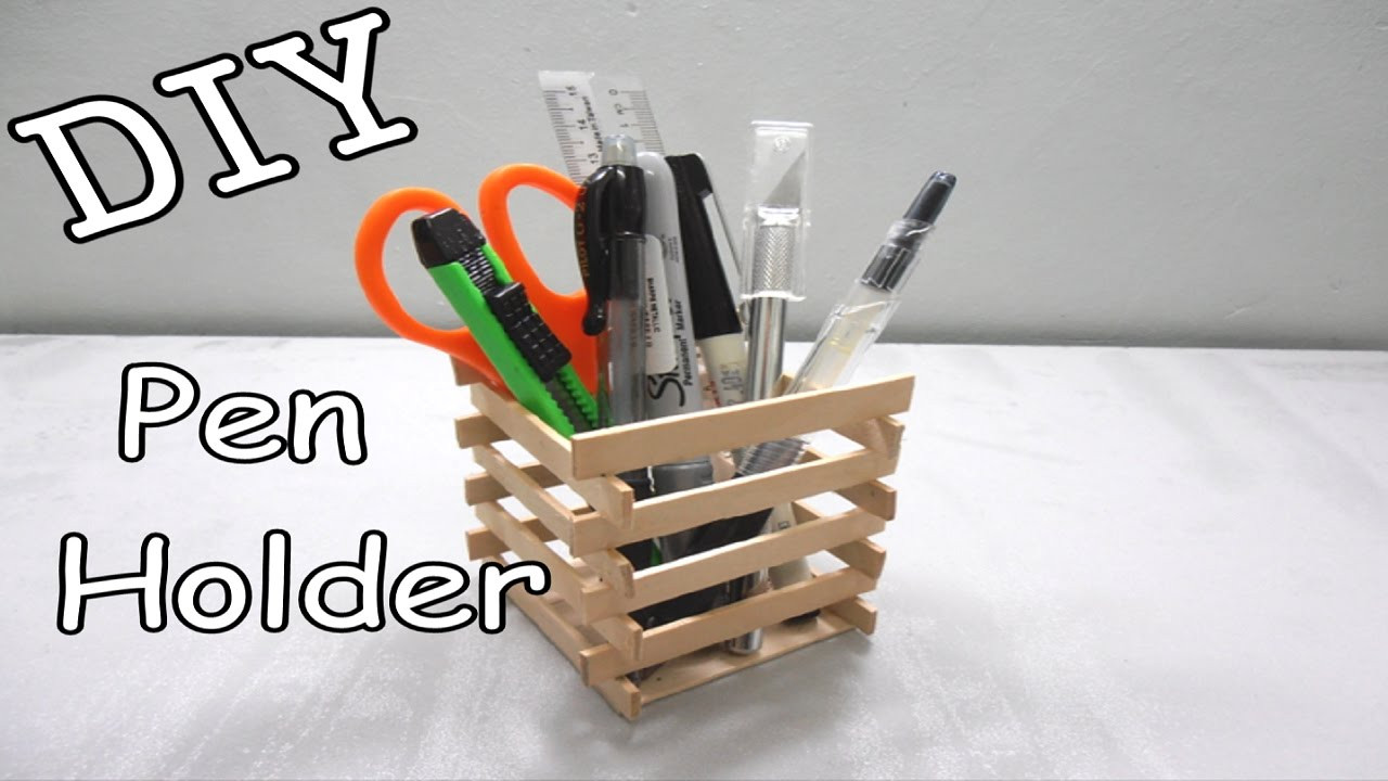 Pen Organizer DIY
 DIY Pen Holder 4 Popsicle Stick