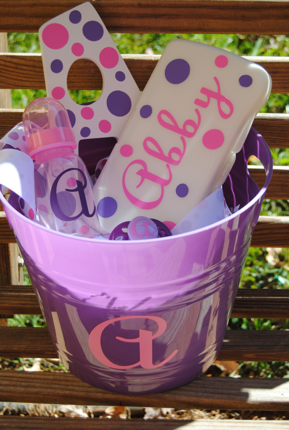 Personal Baby Shower Gift Ideas
 Personalized Baby Shower Gift Basket Bottle by
