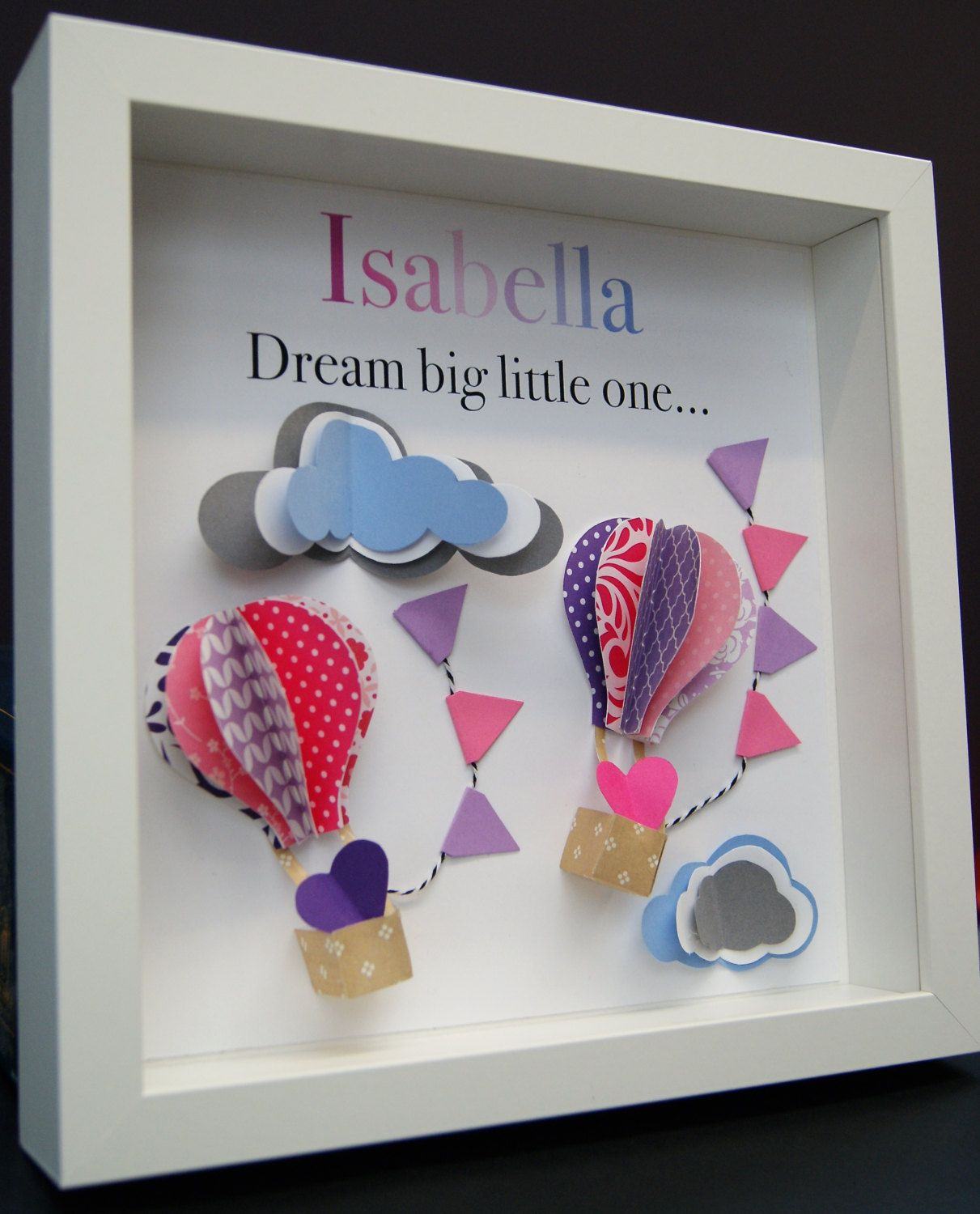 Personal Baby Shower Gift Ideas
 Baby Girl Frame with Hot Air Balloons Paper Art Baby