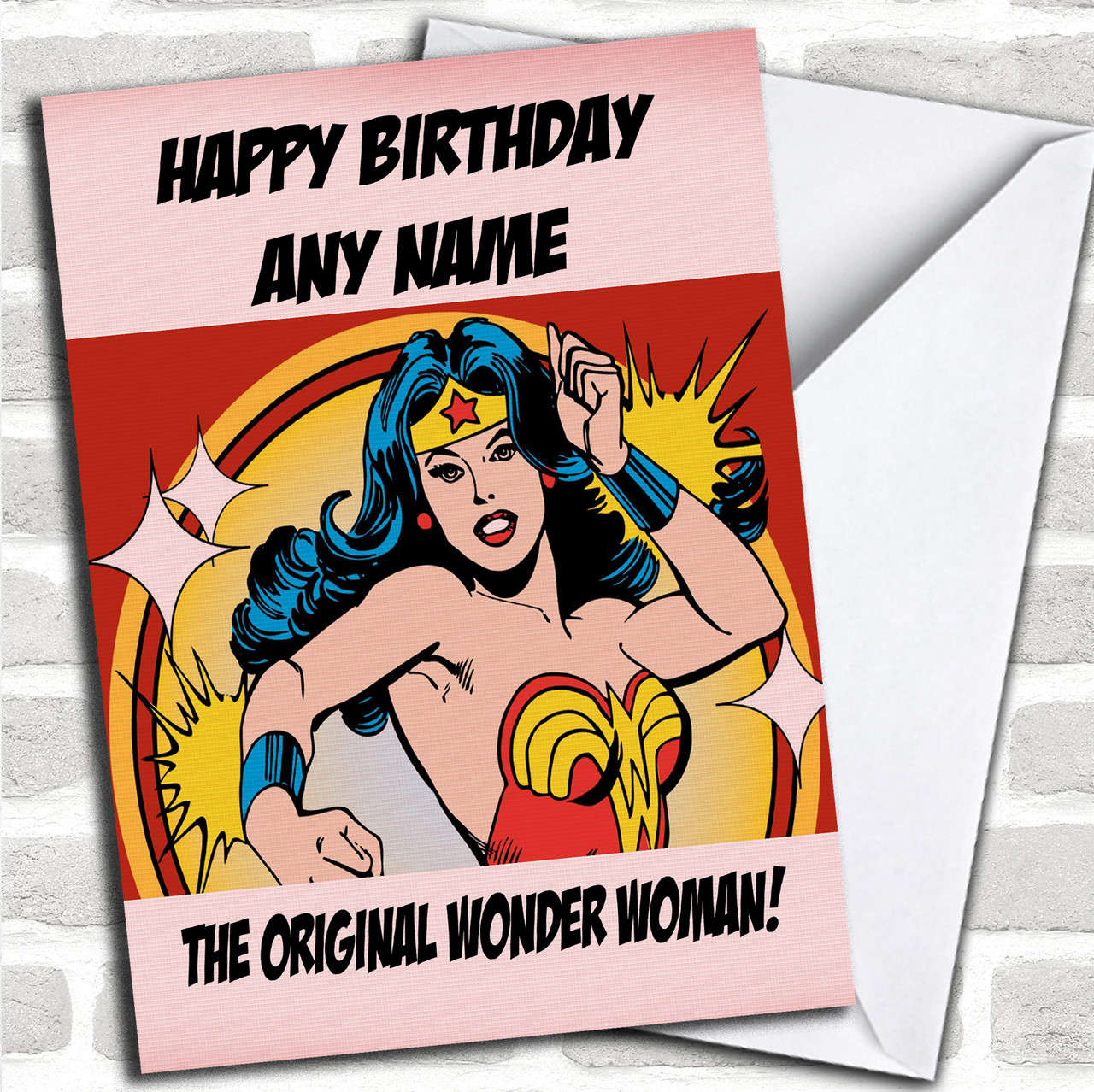 Personalized Birthday Cards
 Original Wonder Woman Personalized Birthday Card Red