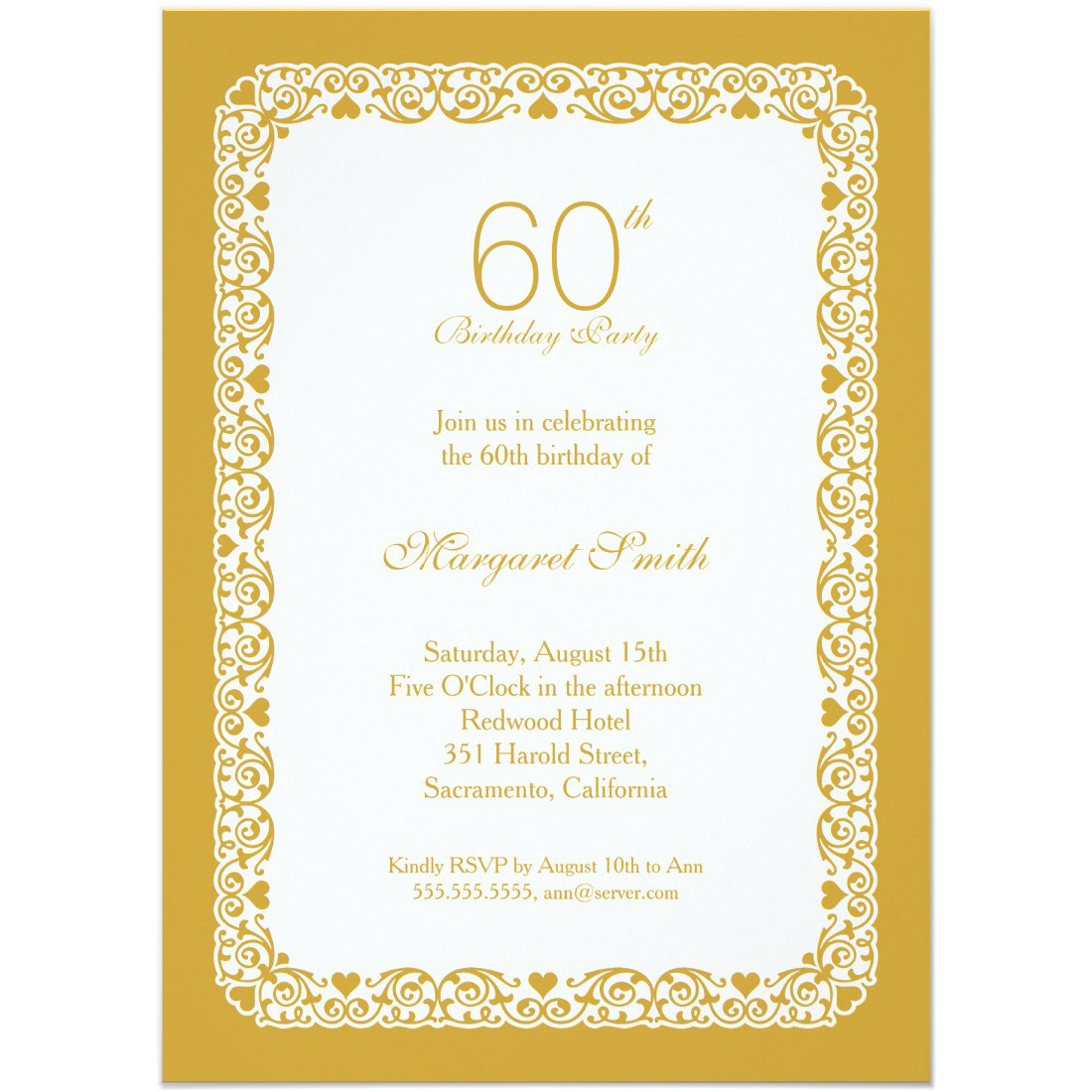 Personalized Birthday Invitations
 Elegant personalized 60th birthday party invitations