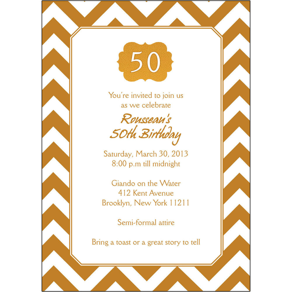 Personalized Birthday Invitations
 25 Personalized 50th Birthday Party Invitations BP 038