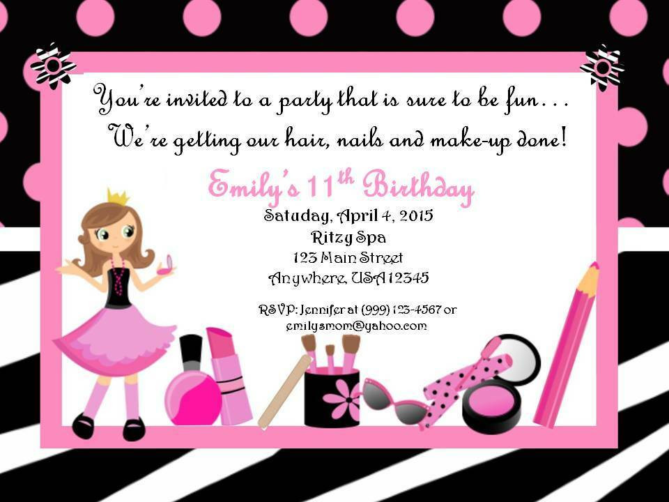 Personalized Birthday Invitations
 Personalized Custom Spa Birthday Party Invitation Style A