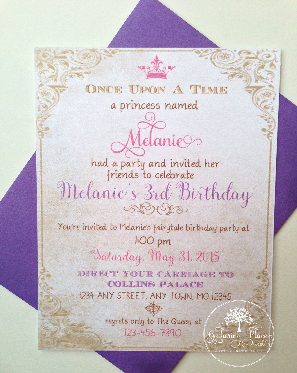 Personalized Birthday Invitations
 e of a kind Personalized Princess Birthday Invitations