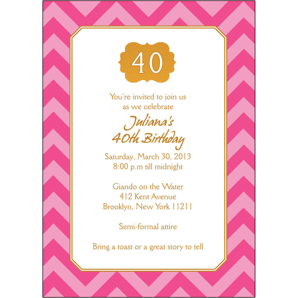 Personalized Birthday Invitations
 25 Personalized 40th Birthday Party Invitations BP 044