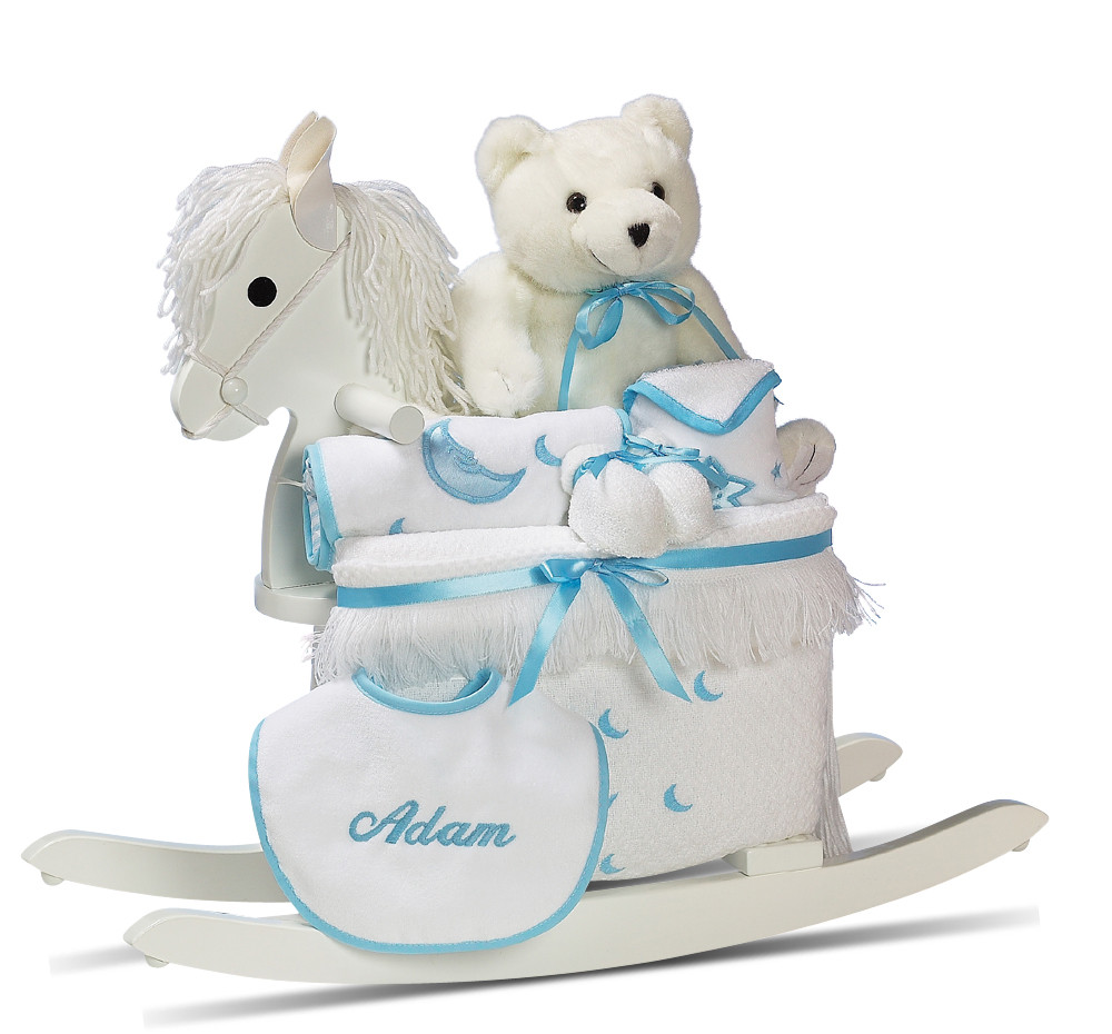 Personalized Gifts For Baby Boy
 Personalized Baby Boy Gift Rocking Horse & Layette by